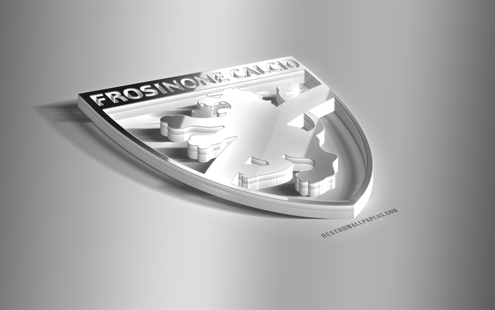 Frosinone Calcio, in 3D, in acciaio logo, il calcio italiano di club, emblema 3D, Frosinone, Frosinone FC metallo emblema, Serie A, calcio, creativo, arte 3d