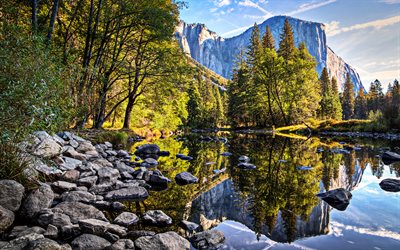 Yosemite, river, National Park, summer, mountains, Yosemite National Park, USA, America