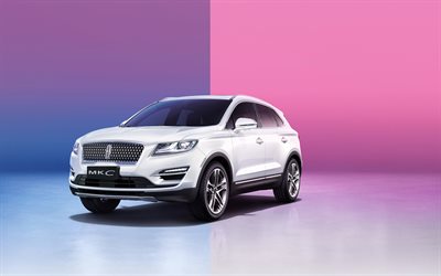 Lincoln MKC, 2019, compact crossover, new white MKC, front view, exterior, american cars, Lincoln