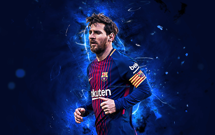 Messi, match, Barcellona FC, FCB, argentino, i calciatori, La Liga, Lionel Messi, il Bar&#231;a, il calcio, stelle del calcio, Leo Messi, luci al neon, LaLiga