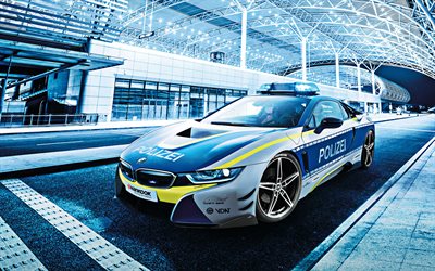 BMW i8 Police Concept, road, 2018 cars, electric cars, police i8, german cars, BMW