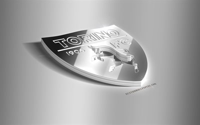 Torino FC, 3D steel logo, Italian football club, 3D emblem, Turin, Italy, Torino metal emblem, Serie A, football, creative 3d art