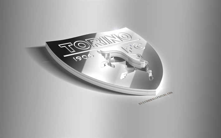 Il Torino FC, 3D acciaio logo, il calcio italiano di club, emblema 3D, Torino, Italia, Torino metallo emblema, Serie A, calcio, creativo, arte 3d