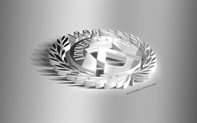 Udinese, 3D acier logo, italien, club de football, 3D embl&#232;me, Udine, en Italie, Udinese embl&#232;me m&#233;tallique, S&#233;rie A, de football, de cr&#233;ation 3d, de l&#39;art, de l&#39;Udinese Calcio
