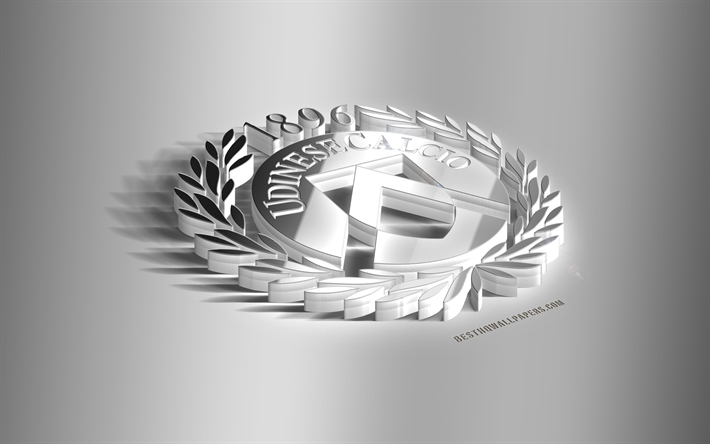Udinese, 3D-ter&#228;s logo, Italian football club, 3D-tunnus, Udine, Italia, Udinese metalli-tunnus, Serie, jalkapallo, luova 3d art, Udinese Calcio