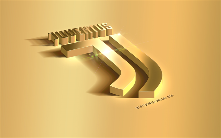 Download wallpapers Juventus FC, gold 3D logo, metal gold emblem