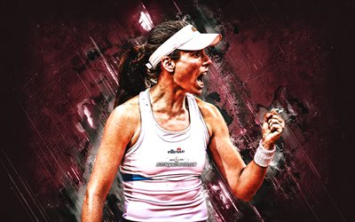 Joanna Huomioon, WTA, muotokuva, unkarin tennispelaaja, vaaleanpunainen kivi tausta, tennis