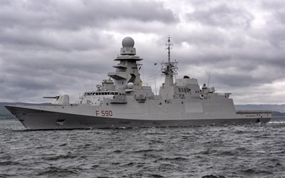 Carlo Bergamini, FREMM multipurpose frigate, F590, Italian Navy, Italian warship, sea, frigate, Italy