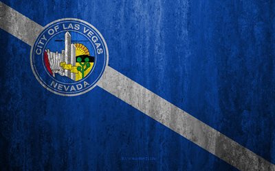 Drapeau de Las Vegas, dans le Nevada, 4k, pierre fond, ville Am&#233;ricaine, grunge drapeau, Las Vegas, etats-unis, Las Vegas drapeau grunge de l&#39;art, de la texture de pierre, les drapeaux des villes am&#233;ricaines