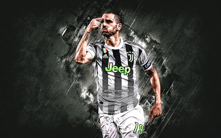 Leonardo Bonucci, la Juventus FC, le joueur de football italien, portrait, Serie A, l&#39;Italie, le football, le gris de la pierre de fond