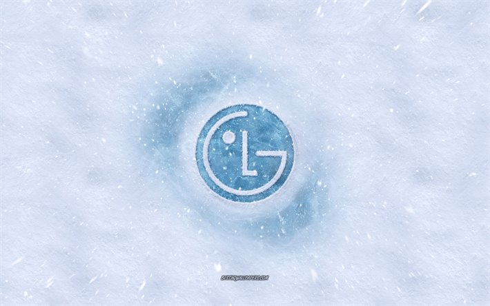 Logo LG, hiver les concepts, la texture de la neige, la neige fond, LG, embl&#232;me de l&#39;hiver de l&#39;art, LG Electronics