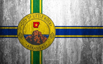 Bandiera di Little Rock, Arkansas, 4k, pietra, sfondo, Americano, citt&#224;, grunge, bandiera, Little Rock, stati UNITI, arte, texture, le bandiere delle citt&#224; americane