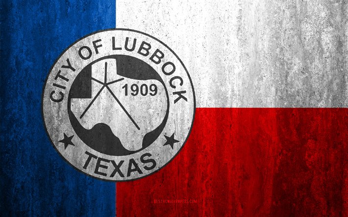 Bandiera di Lubbock, in Texas, 4k, pietra, sfondo, Americano, citt&#224;, grunge, bandiera, Lubbock, stati UNITI, arte, texture, le bandiere delle citt&#224; americane