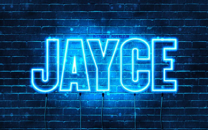 Jayce, 4k, 壁紙名, テキストの水平, Jayce名, 青色のネオン, 写真Jayce名
