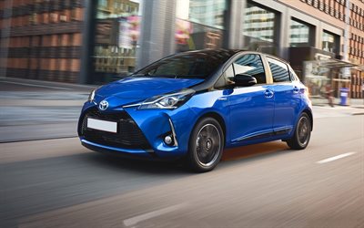 Toyota Yaris, 2020, vista frontale, esterna, blu, monovolume, nuovo blu Yaris, auto giapponesi, Toyota