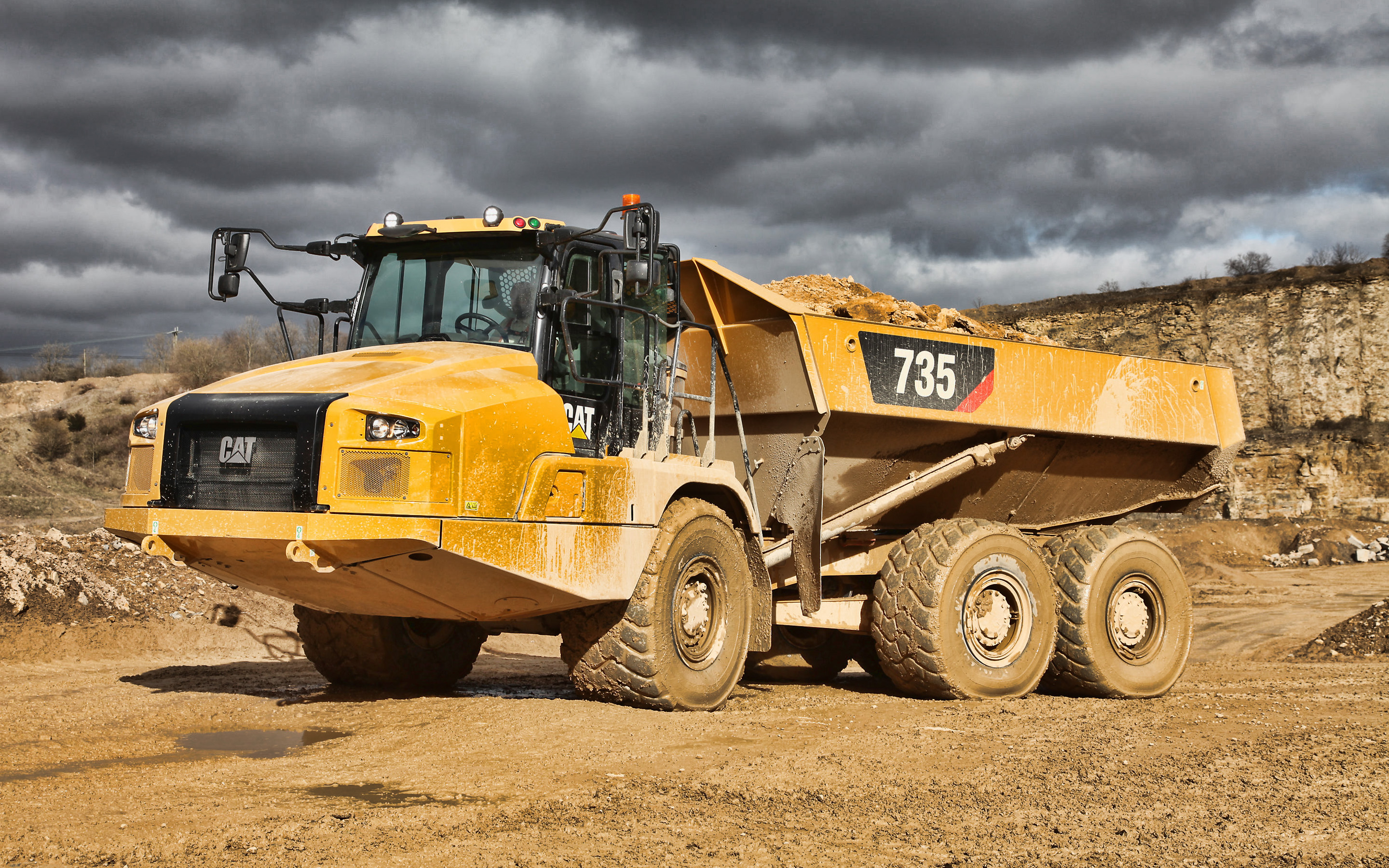 Download Wallpapers Caterpillar 735 4k Dumper 2019 Trucks Quarry