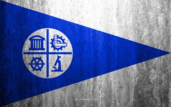 Flag of Minneapolis, Minnesota, 4k, stone background, American city, grunge flag, Minneapolis, USA, Minneapolis flag, grunge art, stone texture, flags of american cities