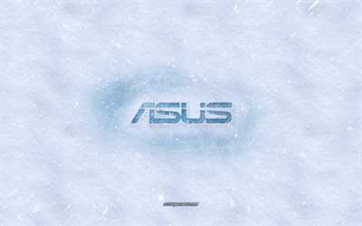 Asus-logo, talvi k&#228;sitteit&#228;, lumen rakenne, lumi tausta, Asus tunnus, talven taidetta, Asus