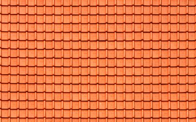 Download wallpapers orange roof tile texture, 4k, macro, old roof