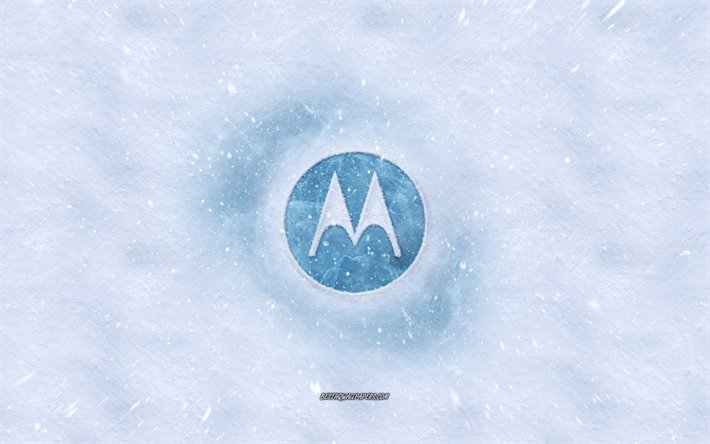 Motorola logotipo, invierno conceptos, la textura de la nieve, la nieve de fondo, Motorola emblema, el invierno de arte, Motorola
