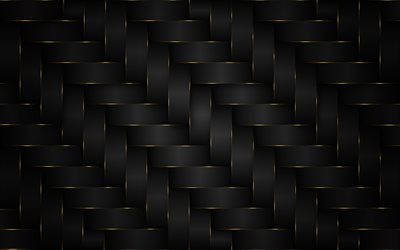 noir tissage de la texture, noir de vannerie en arri&#232;re-plan, 4k, l&#39;osier, de bois, de milieux, de macros, de la vannerie des textures, des fonds noirs