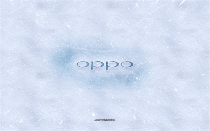 Oppo logo, kış kavramlar, doku, kar, arka plan, Oppo amblem, kış sanat, Oppo