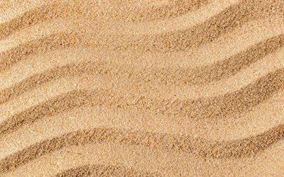 wavy sand texture, 4k, macro, yellow sand texture, sand backgrounds, sand textures, sand pattern, sand, yellow backgrounds