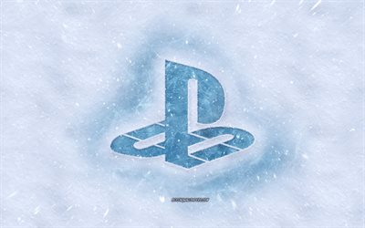 PS4 logo, inverno concetti, consistenze di neve, neve, sfondo, PS4 emblema, invernali, arte, PS4, PlayStation