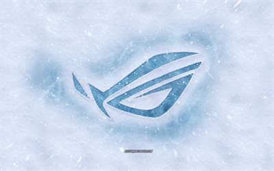 ROG logotipo, inverno conceitos, neve textura, neve de fundo, ROG emblema, inverno arte, ROG, Republic Of Gamers, ASUS