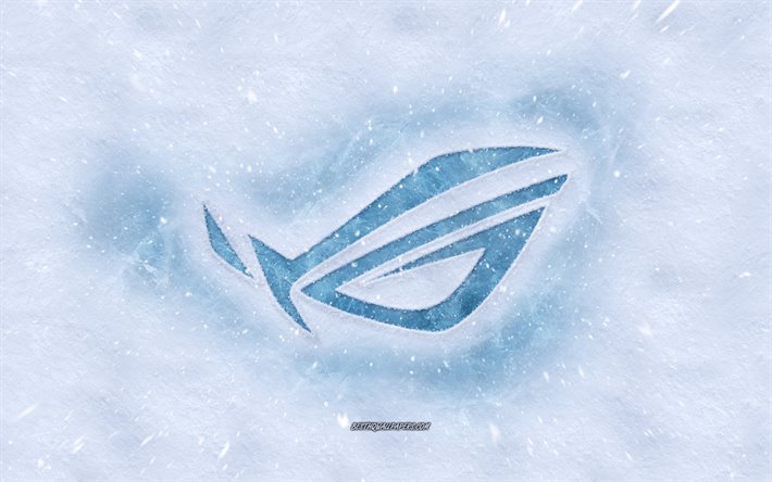 ROG-logo, talvi k&#228;sitteit&#228;, lumen rakenne, lumi tausta, ROG tunnus, talven taidetta, ROG, Republic Of Gamers, ASUS