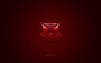 Sangju Sangmu FC, corea del Sud football club, K League 1, logo rosso, rosso contesto in fibra di carbonio, calcio, Sangju, Corea del Sud, Sangju Sangmu logo
