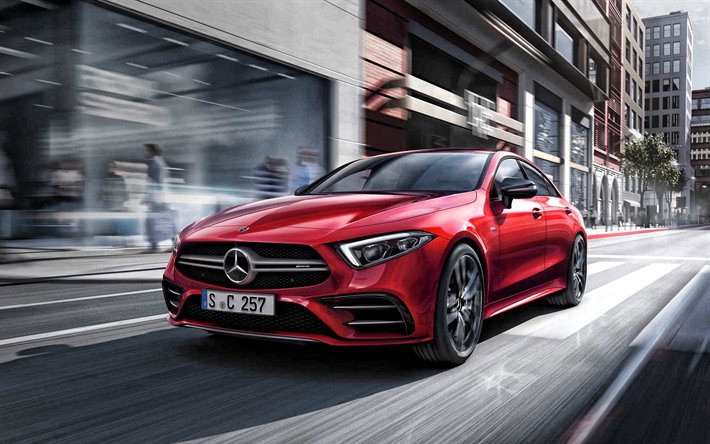 Mercedes-AMG CLS 53 4MATIC, 2019, C257, vista frontale, esterno, rosso berlina, nuovo rosso CLS 53, auto tedesche, Mercedes