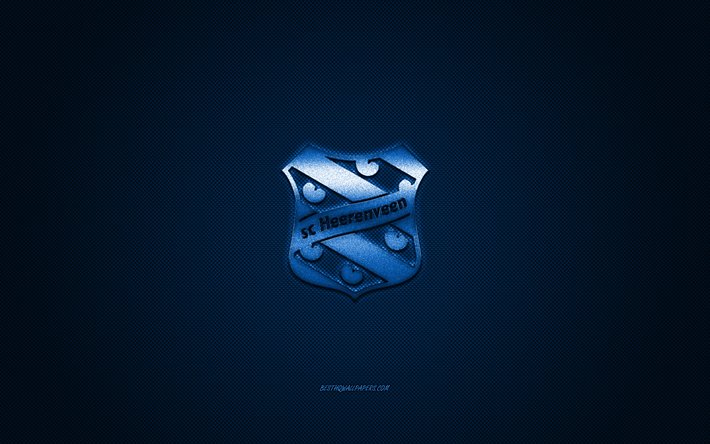 SC Heerenveen, olandese football club, Eredivisie, logo blu, blu lo sfondo in fibra, calcio, Herenven, paesi Bassi, SC Heerenveen logo
