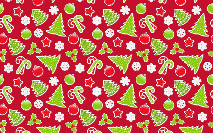 weihnachtsbaummuster, 4k, weihnachtsmuster, weihnachtsschmuck, hintergrund mit weihnachtsb&#228;umen
