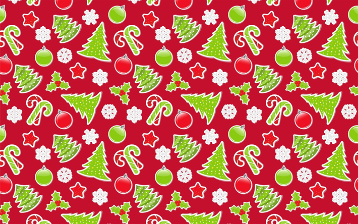 Christmas tree pattern, 4k, xmas patterns, christmas decorations, Christmas patterns, background with xmas trees, xmas tree pattern