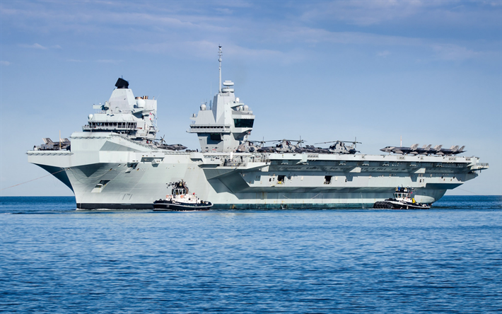 HMS Queen Elizabeth, R08, British nuclear aircraft carrier, Royal Navy, Queen Elizabeth class, Lockheed Martin F-35 Lightning II, warships, F-35B Lightning II, aircraft carrier
