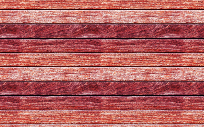 pranchas de madeira horizontais, 4k, fundo de madeira vermelho, macro, fundos de madeira, pranchas de madeira, fundos vermelhos, texturas de madeira