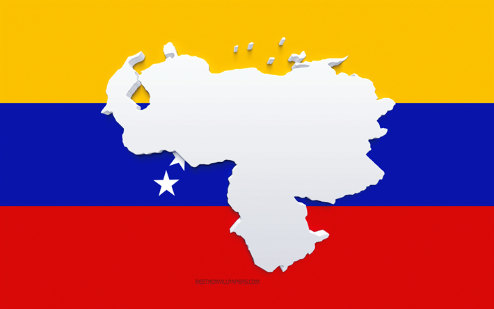 Venezuela map silhouette, Flag of Venezuela, silhouette on the flag, Venezuela, 3d Venezuela map silhouette, Venezuela flag, Venezuela 3d map