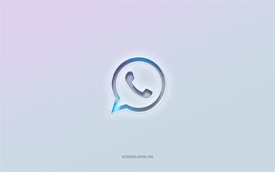 WhatsApp logo, cut out 3d text, white background, WhatsApp 3d logo, WhatsApp emblem, WhatsApp, embossed logo, WhatsApp 3d emblem