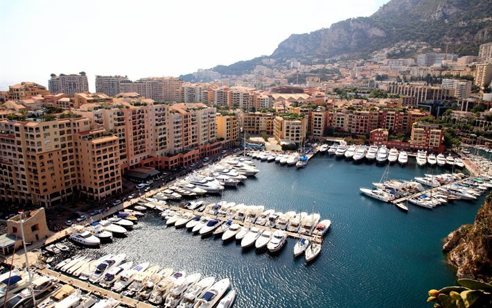 Monte-Carlo, Bay, b&#229;tar, havet, sommar, Monaco