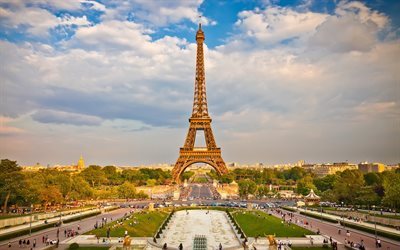 Torre Eiffel, ver&#227;o, noite, Paris, Fran&#231;a