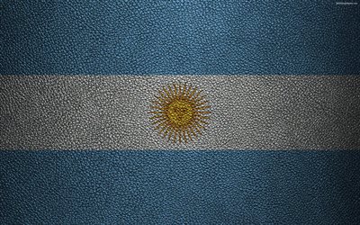 Flag of Argentina, 4k, leather texture, Argentinean flag, South America, Argentina