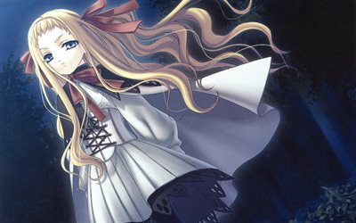 Aria Rosenburg, 4k, manga, night, Hiiro no Kakera