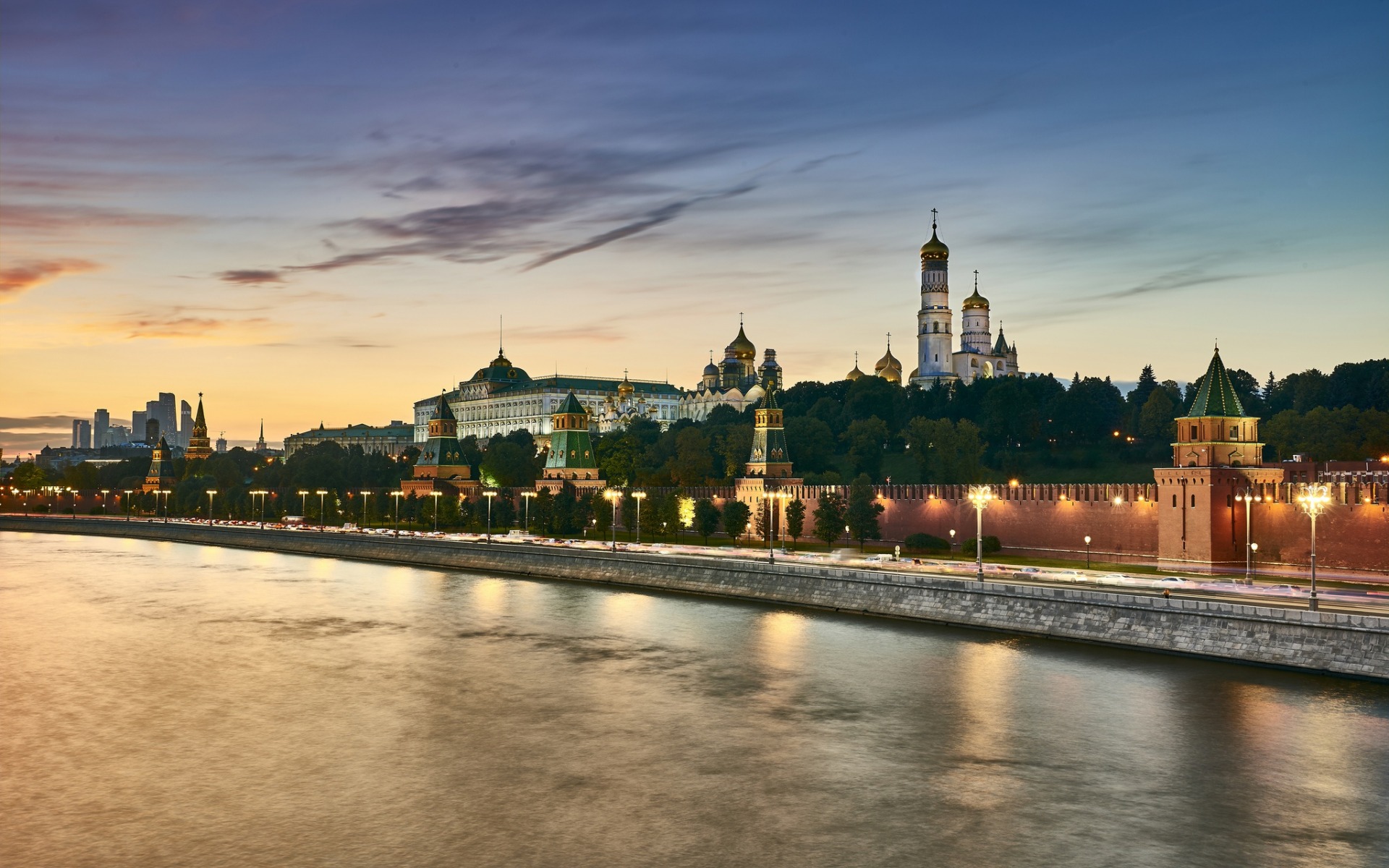 ダウンロード画像 モスクワ ロシア 夜 クレムリン モスクワ川 盛土 ロシア連邦 ランドマーク 画面の解像度 19x10 壁紙 デスクトップ上