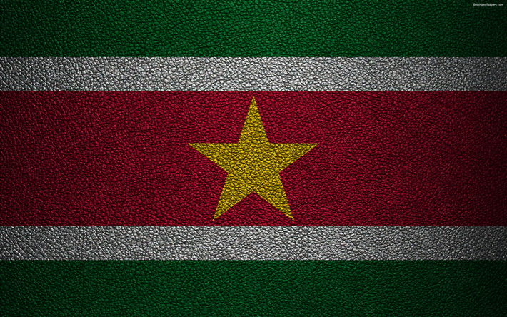 flagge von suriname, 4k, leder textur, surinam flagge, s&#252;damerika, suriname