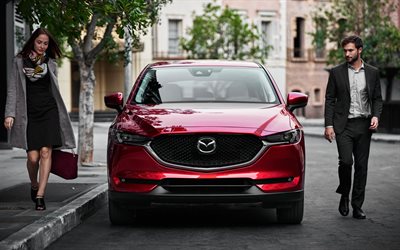 Mazda СХ-5, 2018, vista frontale, 4k, nuovo rosso СХ-5, auto Giapponesi, Mazda
