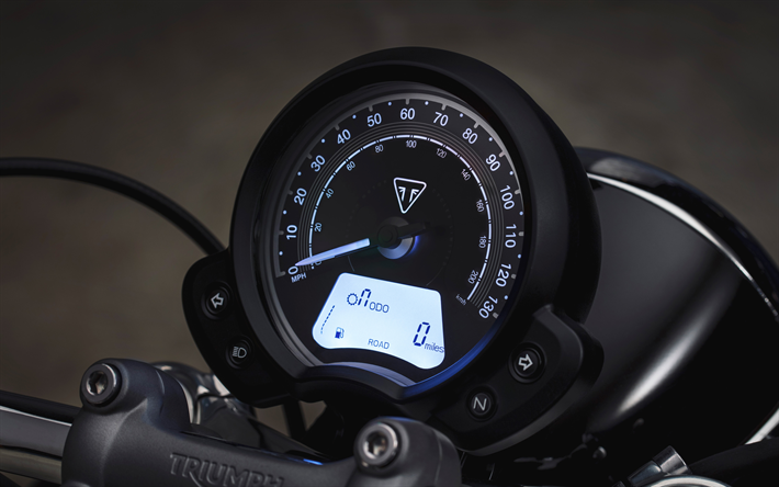 4k, Triumph Bonneville Speedmaster, dashboard, speedometer, 2018 bikes, Triumph