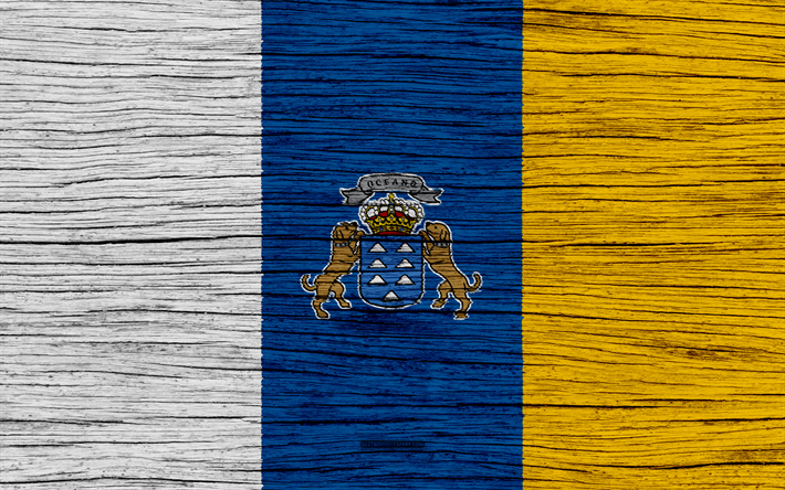 flagge der kanarischen inseln, 4k, afrika, holz textur, kanaren flagge, nationale symbole, kanarische inseln flagge, kunst, kanarische inseln