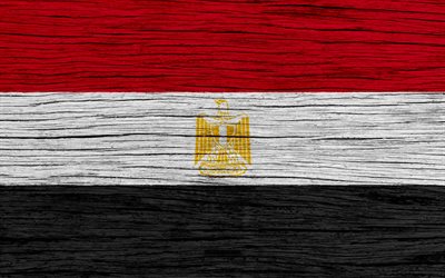 Flag of Egypt, 4k, Africa, wooden texture, Egyptian flag, national symbols, Egypt flag, art, Egypt