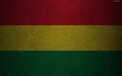 Flag of Bolivia, 4K, leather texture, Bolivian flag, South America, Bolivia